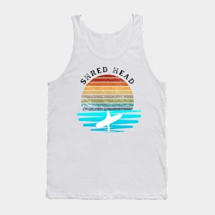 Retro Sunset With Surfer On The Open Waves Tank Top